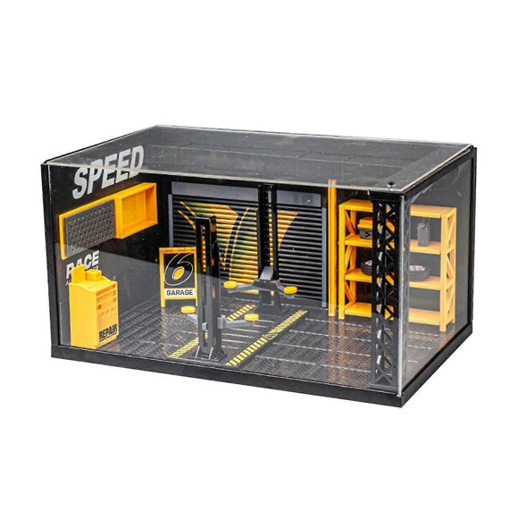 1:24 Diorama Model Car Garage LED Lighting Car Repair Workshop Scene Fg