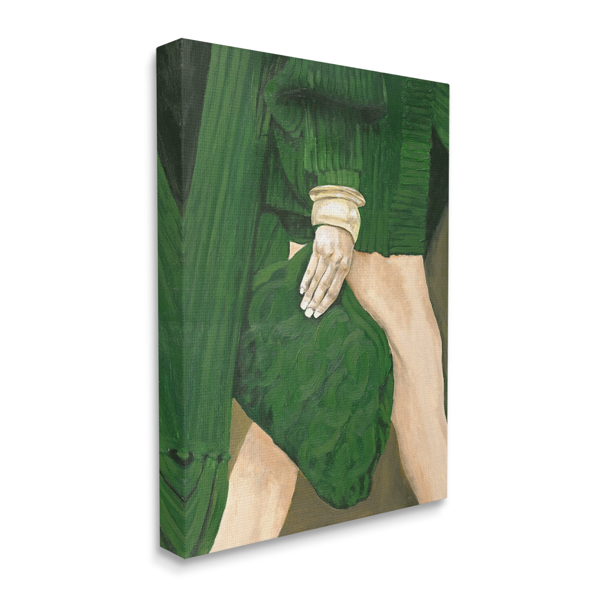Stupell Industries Fashion Girl in Green Beauty & Fashion Painting Gallery Wrapped Canvas Art Print Wall Art, 24 x 30