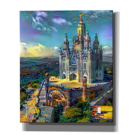 Epic Graffiti 'Barcelona Spain Tibidabo Church' by Pedro Gavidia, Canvas Wall Art, 20"x24"
