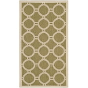 SAFAVIEH Courtyard Ariel Geometric Indoor/Outdoor Area Rug, Green/Beige, 2' x 3'7"