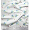 thumbnail image 1 of Soimoi White Moss Georgette Fabric Leaves & Periwinkle Floral Printed Fabric 1 Yard 42 Inch Wide, 1 of 3