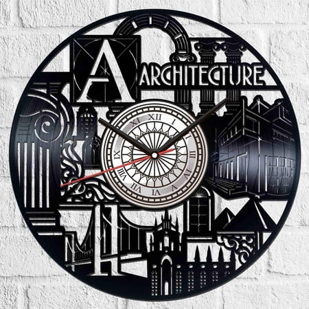 Architecture Vinyl Record Wall Clock Retro style Wall clock Silent Home Decor Unique Art Special Home Accessories Creative Personality Gift