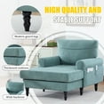 thumbnail image 4 of CQSXDA Modern Chaise Lounge Recliner In Chenille Fabric With Storage Pockets Ideal For Bedroom Living Room Use，Mint Green, 4 of 16