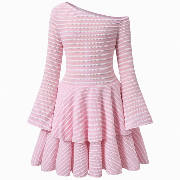 WXFAZCVU Girls Fall Sweater Dresses, One Shoulder Long Sleeve Kids Fashion Formal Dresses Size 9-10 Years