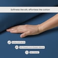 thumbnail image 6 of LINENWALAS King Sheet Sets, Cooling Sheets, Rayon Derived from Bamboo, Deep Pocket Up to 16", Breathable & Soft Bed Sheets, Luxury Silky Bedding Sheets (King, Navy Blue), 6 of 9