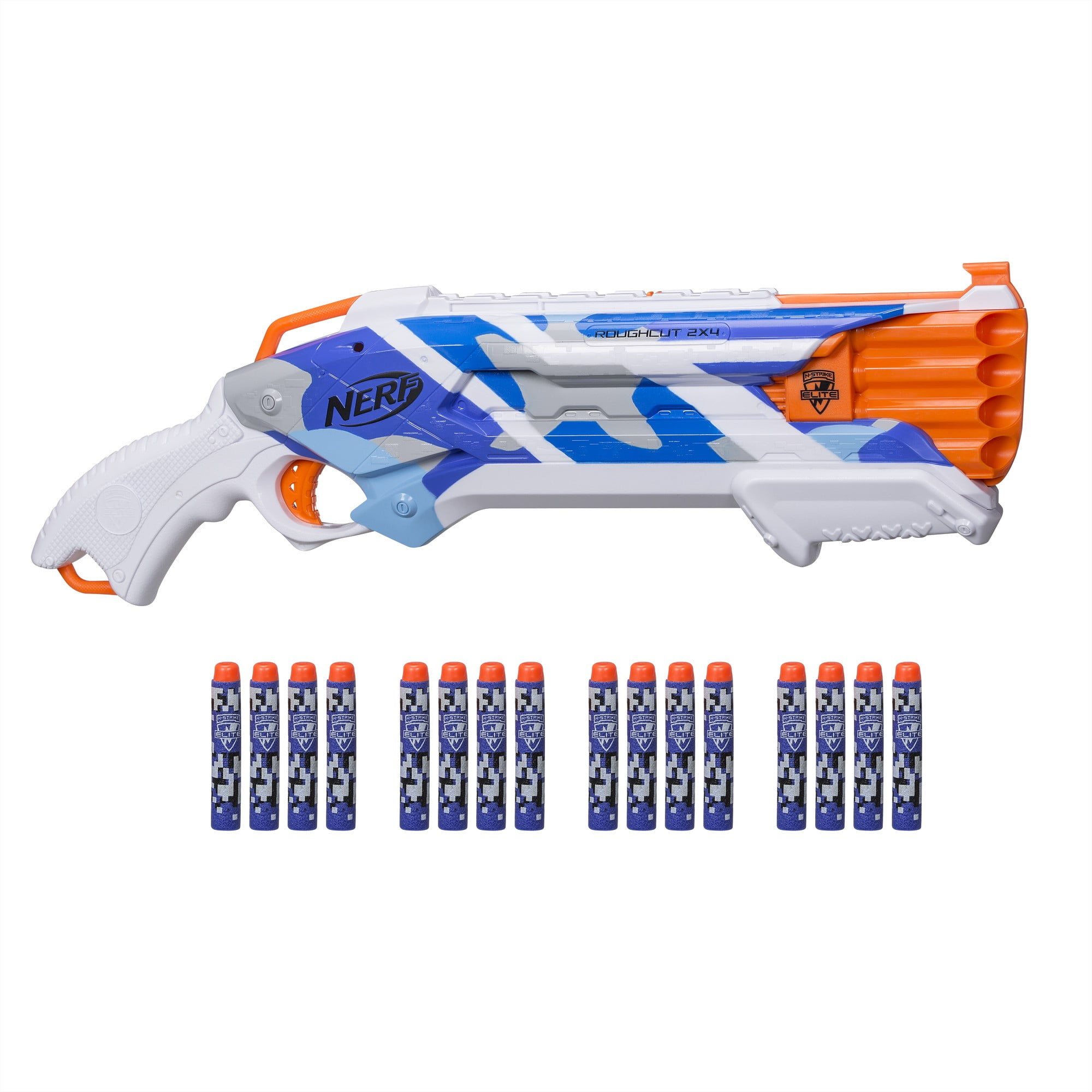 NERF N-Strike Elite Roughcut 2x4 Dart Blaster Gun Toy Blue Hasbro 2012 