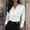 Shirts-893White, variant on LEKWK Blouses for Women Dressy Casual Satin Silk Texture V Neck Work Tops Business Casual Tops Wrap Front Side Button Ruched Office Outfits