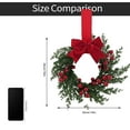 thumbnail image 3 of 10Inch Christmas Mini Wreaths, Small Artificial Pine Cabinet Rings with Bows and Berries, Holiday Door and Window Decor, Hanging Indoor Outdoor Decorations, 3 of 7