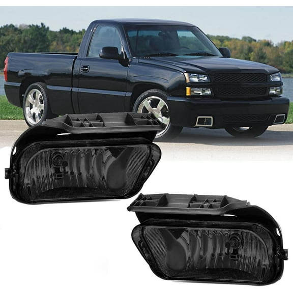 Driving Fog Lights Lamps Replacement for Chevy Silverado 2003-2007 All Models Avalanche 2002-2006 Without Body Cladding Smoke Lens