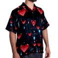 thumbnail image 2 of Valentine's Day Love ECG Men's Hawaiian Shirt, Short Sleeve Printed Button Down Beach Casual Tops, Summer Spread Collar Men's Shirts, 2 of 6