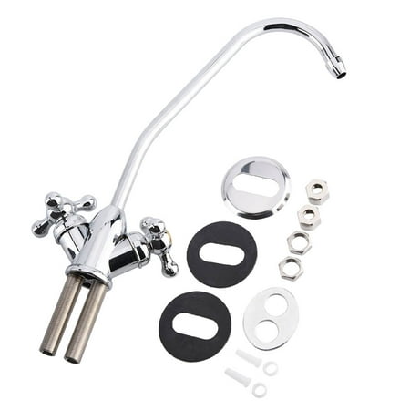 

1/4 Zinc Alloy Kitchen Double Head Faucet Tap Chrome Reverse Osmosis RO Drinking Water Filter