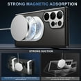 thumbnail image 3 of Magnetic Case for Samsung Galaxy S22 Ultra with Hidden Kickstand, [Mag-Safe Charging] [Military-Grade Drop Protection] Rugged Heat Dissipation Frosted Back Phone Case for Galaxy S22 Ultra, Silver, 3 of 11