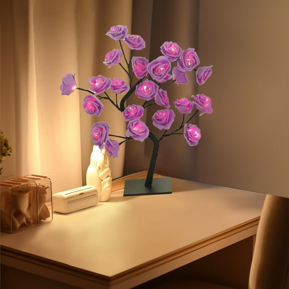 LED Rose Branch Light, USB Rechargeable Decorative Table Lamp, Artificial Flower Night Light, Romantic Gift, Bedroom Living Room, Birthday Wedding Home Decor, Adjustable Branches