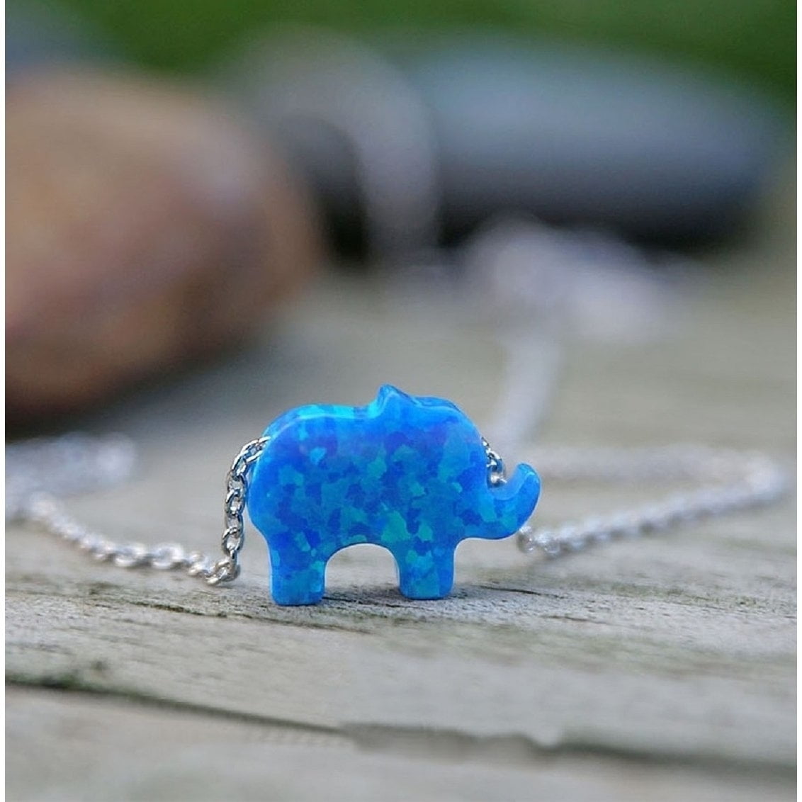 Blue opal hotsell elephant necklace