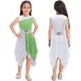 thumbnail image 3 of Oyolan Robe de Danse Ballet Asymétrique Sans Manches pour Filles, Vert Clair 12, 3 of 7