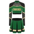 thumbnail image 3 of iiniim Costume de Cheerleading pour Femmes, Uniforme de Cheerleading 2 Pcs, Robe Crop Top avec Jupe Plissée Mini Verte TG, 3 of 5