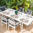 thumbnail image 2 of Easter Table Cloths for 8 Foot Rectangle Tables, Spring Watercolor Easter Eggs Bunny Flower Patio Waterproof Elastic Fitted Tablecloths, Washable Rectangular Table Cover for Camping, 2 of 8
