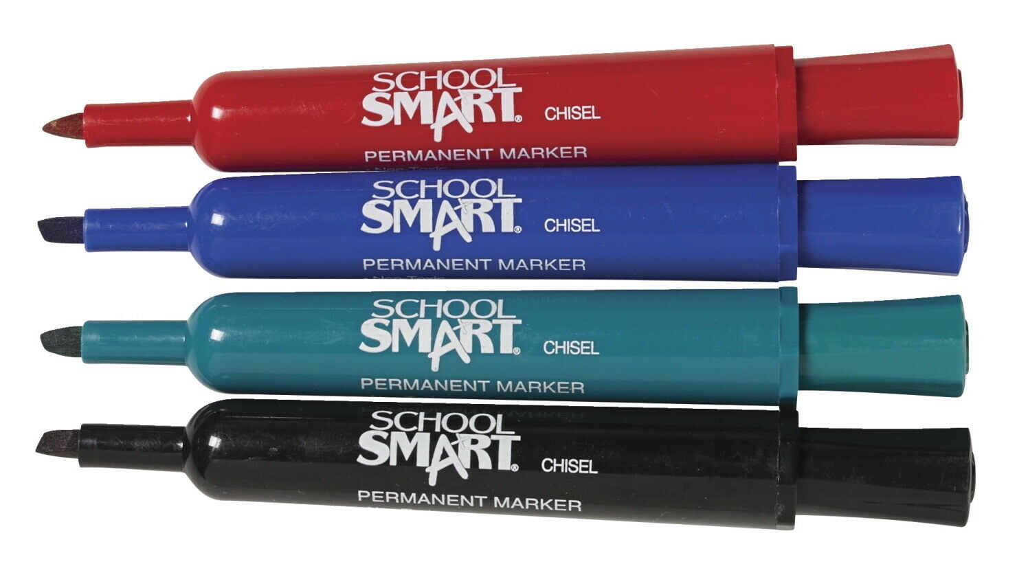 School Smart Permanent Marker Set, Broad Chisel Tip, Assorted Colors