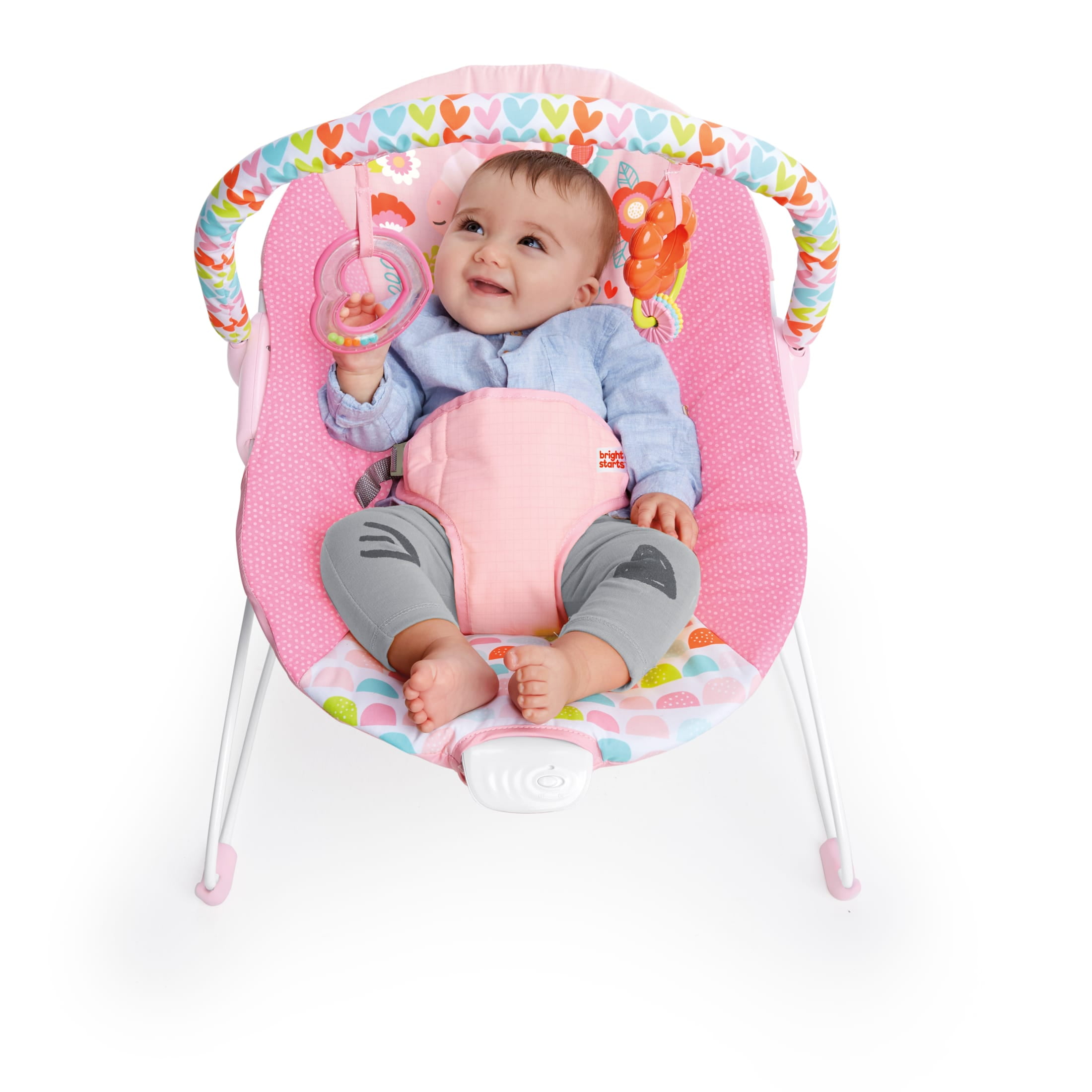 Bright Starts Vibrating Infant Baby Bouncer with Toys, Fantasy Unicorn
