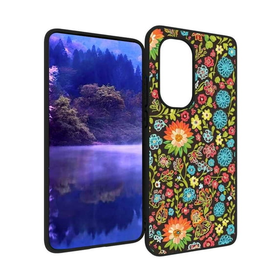 Bohemian-Eclectic-Ukrainian-Floral-Folk-Art Phone Case, Degined for Motorola Moto Edge 2022 Case Men Women, Flexible Silicone Shockproof Case for Motorola Moto Edge 2022