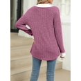 thumbnail image 5 of Women'S V Neck Sweaters Pullover Color Block Collar Long Sleeves Loose Fit Casaul Tunic Tops Shirts  Red M, 5 of 8
