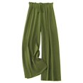 thumbnail image 2 of Audhol Comfortable Work Pants Women, New Solid Color High Waisted Black Ear Trimmed Drawstring Wide Leg Pants for Ladies Versatile and Casual Straight Leg Pants Travel Pants Women Green 2XL, 2 of 6