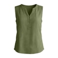 thumbnail image 5 of ClodeEU Women's Sleeveless V Neck Linen Blouse, Casual Loose Fit Breath Summer Tank Top Green,Women's Plus XXL, 5 of 7