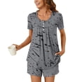 thumbnail image 2 of Conjunto de Ropa de Salón de las Mujeres Impreso Cuello Redondo Manga Corta Superior Y Pantalones, Ropa de Casa Suave Dos Piezas, 2 of 6