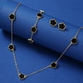 thumbnail image 4 of Chic Jewelry Set Trendy Lucky Flower Design Multi Colors For U To Choose Match Daily Outfits(1 Pair Of Earrings + 1 Necklace + 1 Bracelet), 4 of 5