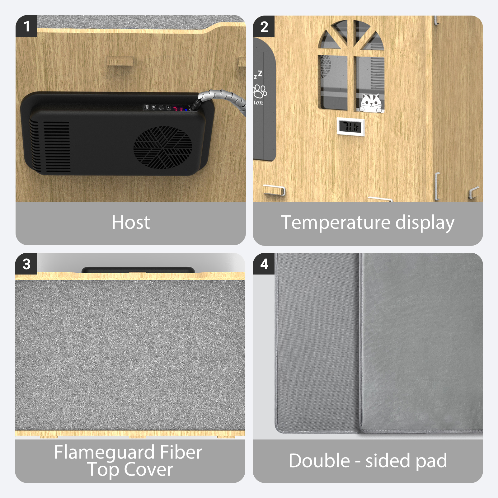 Air Conditioned Cat House for Outdoors – Self-Regulating Cooling & Heating Pet Bed with Turbo/Silent Modes, Bite-Proof