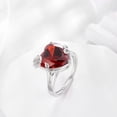 thumbnail image 4 of Juwaliy Women Heart Ring Silver Plated Rose Flower January Birthstone Red Garnet Solitaire Ring Jewelry Mother Birthday Valentine's Day Gift, 4 of 9