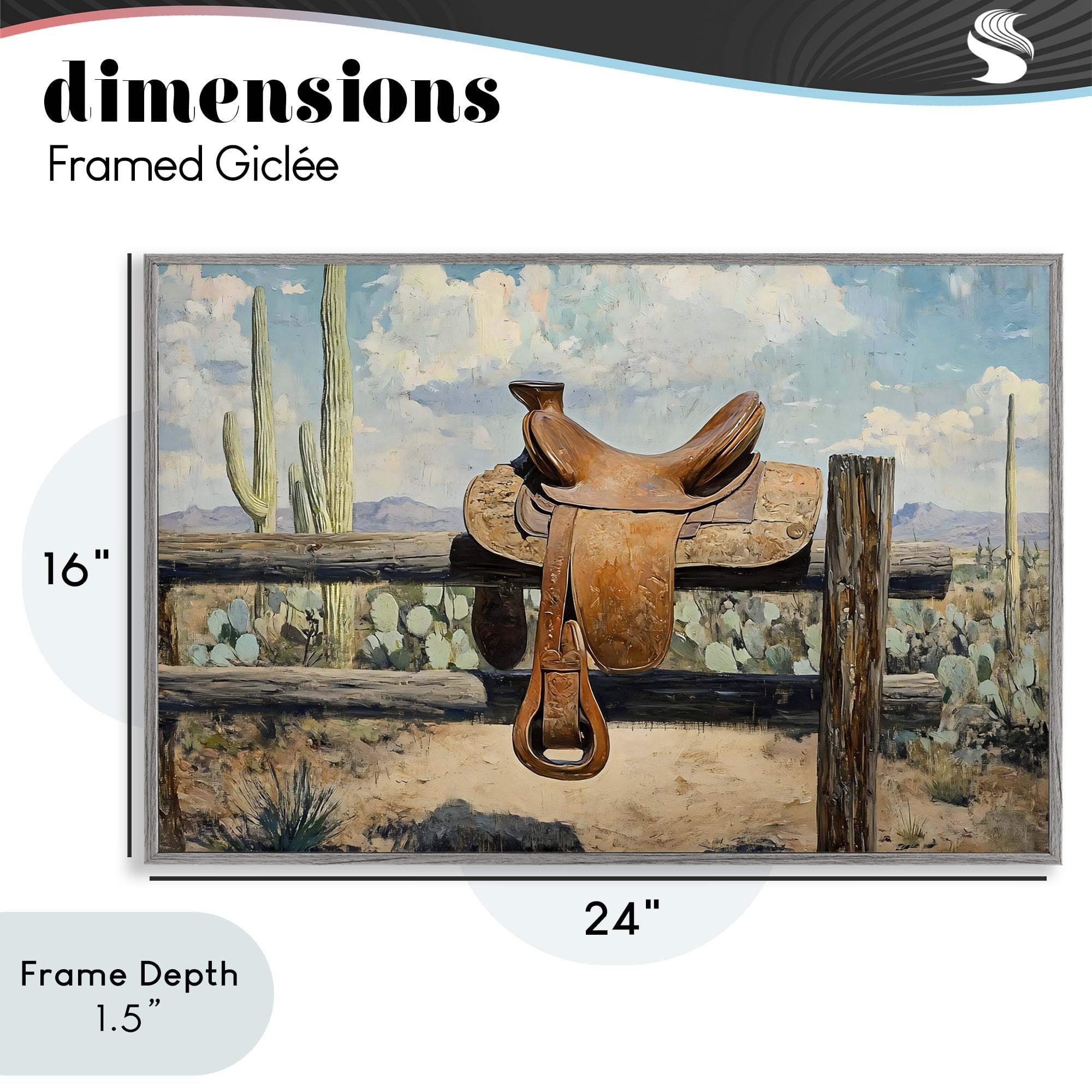 Stupell Industries Saddle on Desert Fence Gray Framed Giclee Art, design by Franklyn Gregory