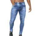 thumbnail image 1 of PEASKJP Mens Jean Pants Stretch Ripped Distressed Straight Leg Fashion Comfort Flex Waist Pants,Light Blue S, 1 of 3