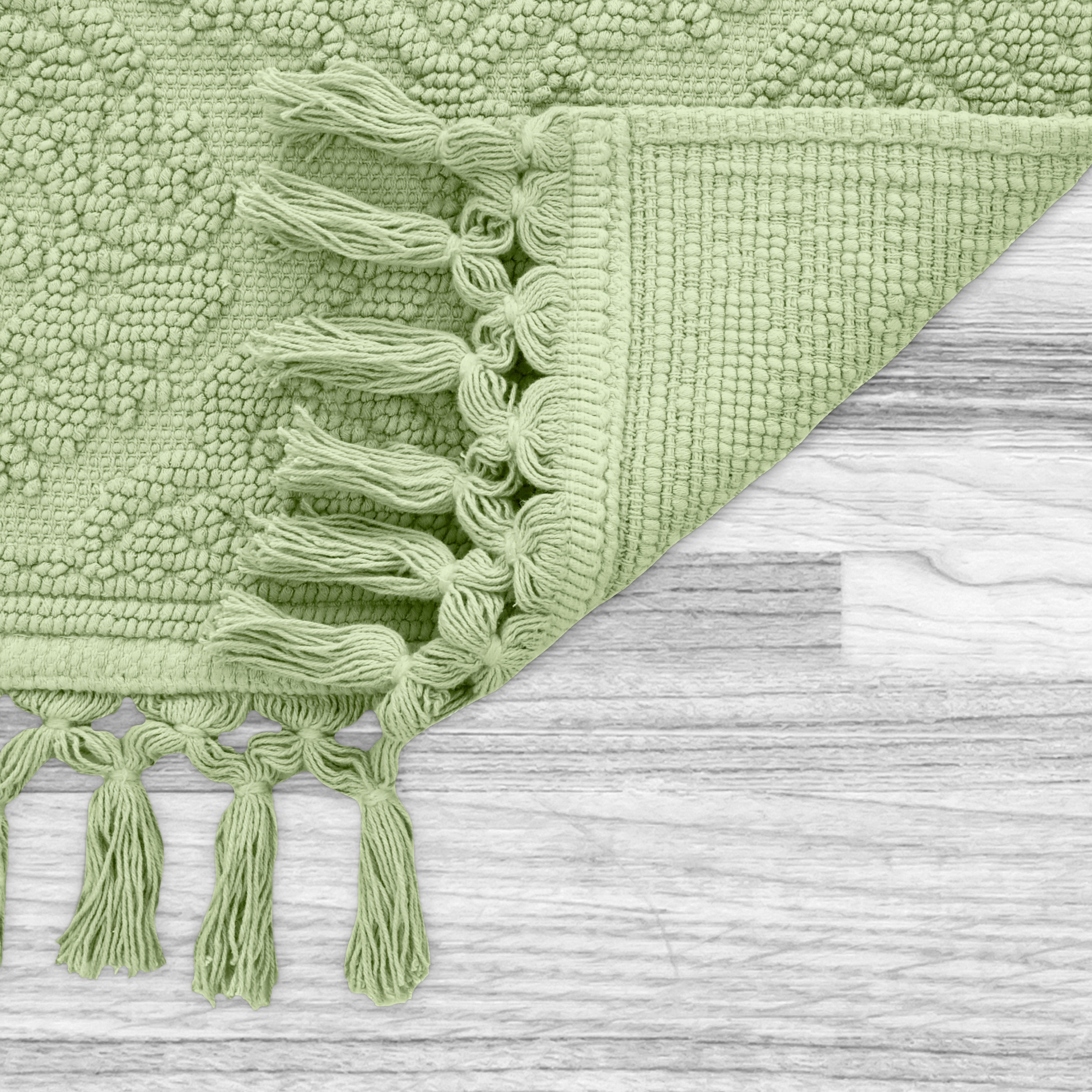 Jean Pierre Ricardo Cotton Fringe 27 x 45 in. Bath Rug, Sage Green