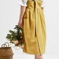 thumbnail image 4 of Delantal de algodón y lino con espalda cruzada para mujer con bolsillos para cocinar limpieza amarillo sin lazos en la cintura, 4 of 7
