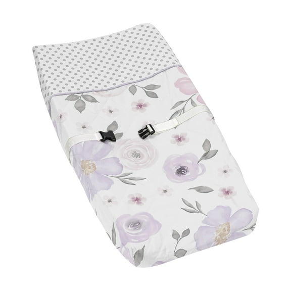 Sweet Jojo Designs Watercolor Floral Purple Pink and Grey Changing Pad Cover