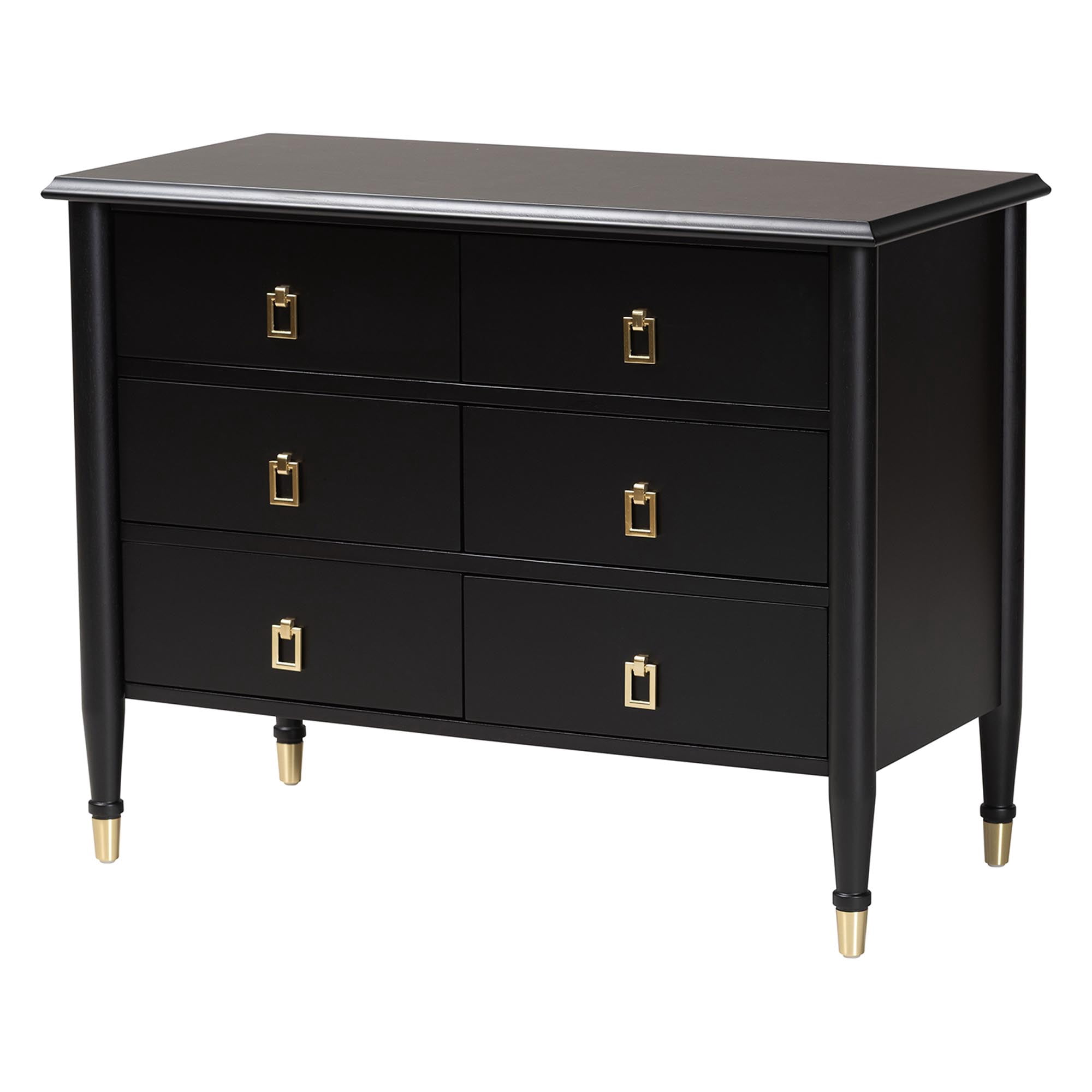 Baxton Studio Tamra Art-Deco Chest, 6-Drawer, Black