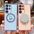 thumbnail image 3 of for Samsung Galaxy S23 Ultra Magnetic Case Compatible with MagSafe Cute Rose Flower Case Luxury Plating Camera Lens Cover Shockproof Soft Bumper S23 Ultra Case 6.8" for Women Men (Pink), 3 of 12