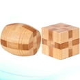 thumbnail image 3 of 2 uds juguete educativo de bambú IQ bola de montaje cubo Kong Ming Luban Lock juguete intelectual clásico (cerradura en forma de cubo, cerradura cuadrada), 3 of 5
