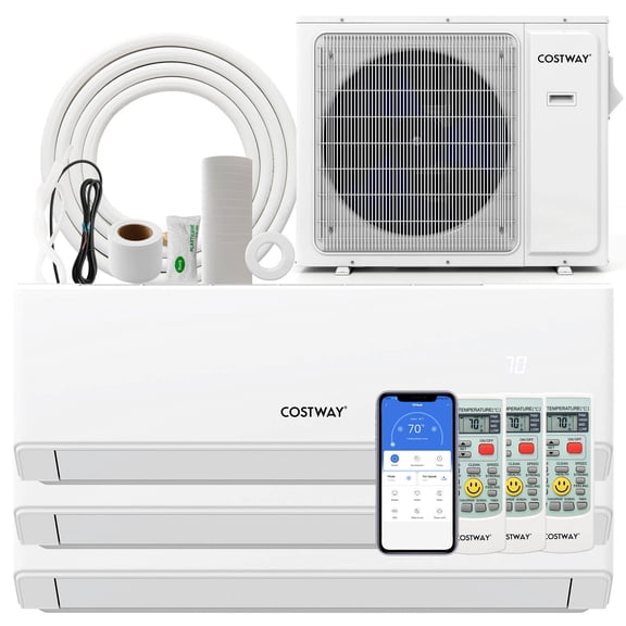 Costway 30k BTU 3 Zone 9k + 12K + 18k BTU Mini Split Air Conditioner 23 SEER2 Wifi Enabled