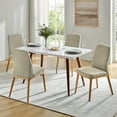 thumbnail image 2 of Upholstered Dining Chairs Armless Side Chairs Set of 4 High Back Solid Wood Legs Living Room Kitchen Beige, 2 of 7