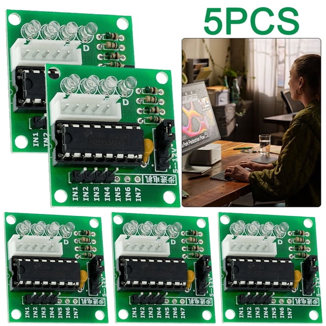 5 Uds 5V ULN2003 Placa Controlador Módulo Accionamiento 4 Fases (placa ULN2003) Verde