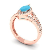 1.2ct marquise cut turquoise 14k rose gold halo Bridal Wedding Engagement Promise Anniversary Ring for Women size 8.25