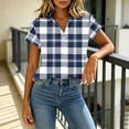 thumbnail image 6 of Ihhxva Tops for Women Plaid Button-Up Blouse Fit Button Detail Moisture-Wicking V-Neck Short Sleeve Shirt S-2XL, 6 of 7