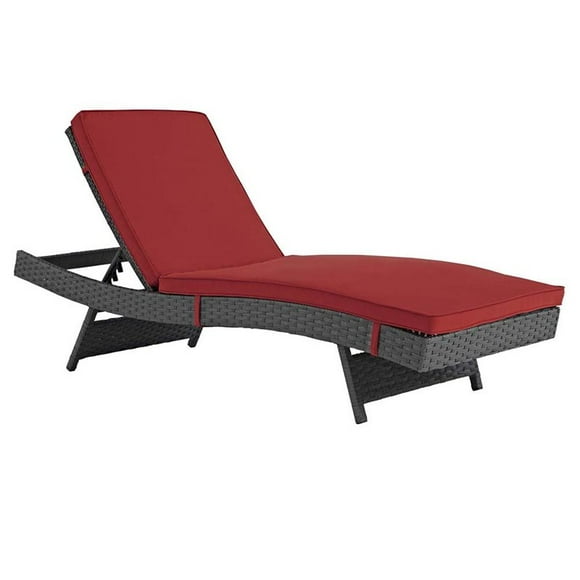 Pemberly Row Patio Chaise Lounge in Canvas Red and Chocolate
