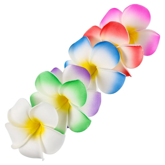 BESTONZON 12Pcs Plumeria Hair Clips Foam Hawaiian Flower Barrettes for Luau Beach Party