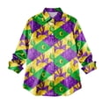 thumbnail image 4 of Women's Mardi Gras Shirts Long Sleeve Button Down Shirt Tuesday Carnival Party Outfit 2026 (Purple Pink, M), 4 of 6