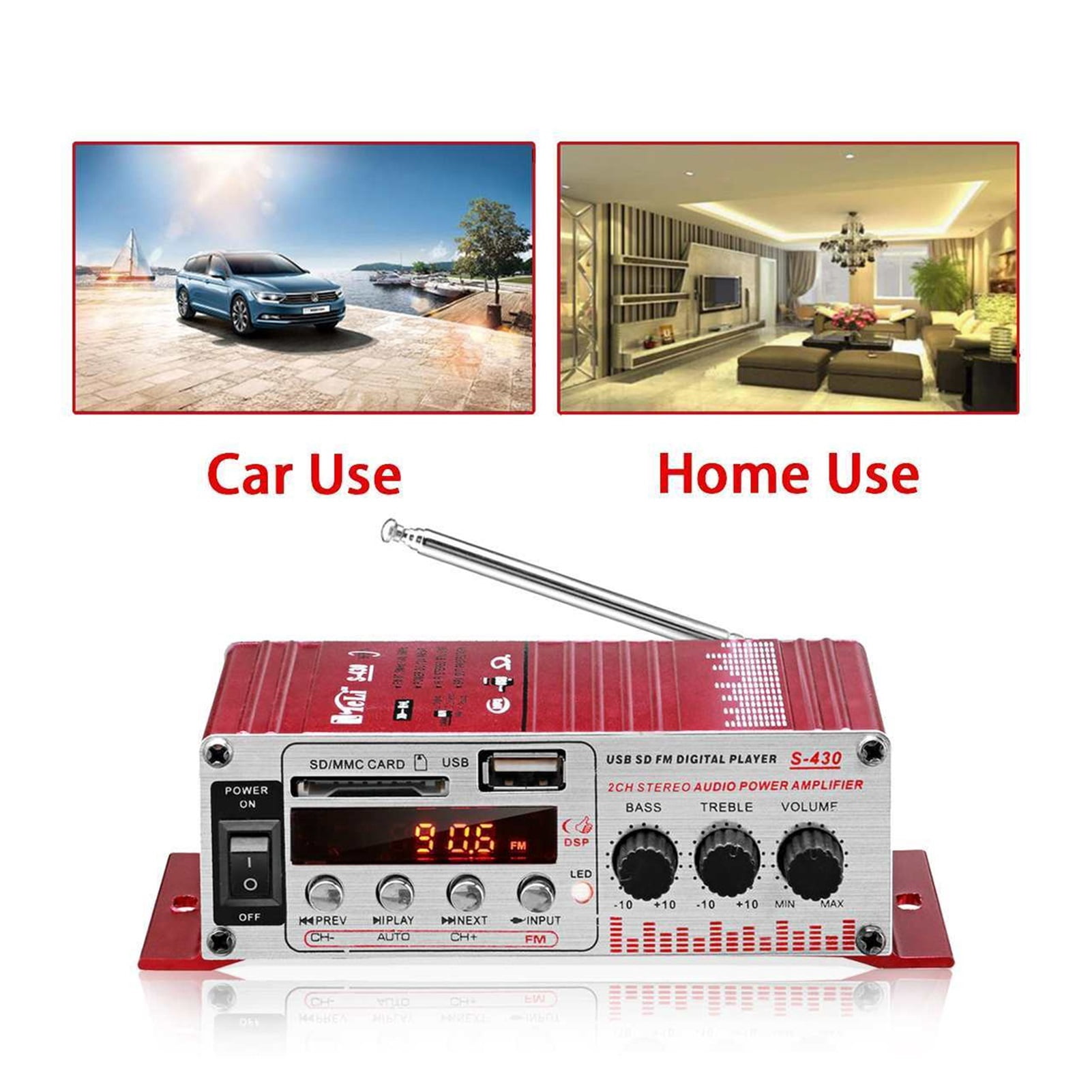 S430 600W Audio Home Digital Amplifiers LCD Display Car Audio Bass Power Amplifier FM USB SD Radio Subwoofer Speakers