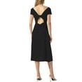 thumbnail image 3 of INSPIRE CHIC Satin Dress for Women's Cowl Neck Cap Sleeve Backless Twist Split Midi Cocktail Dress, 3 of 5
