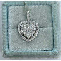 2.00Ct Round Cut VVS1/D Simulated Diamond Cluster Heart Chain Pendant 14K White Gold Finish